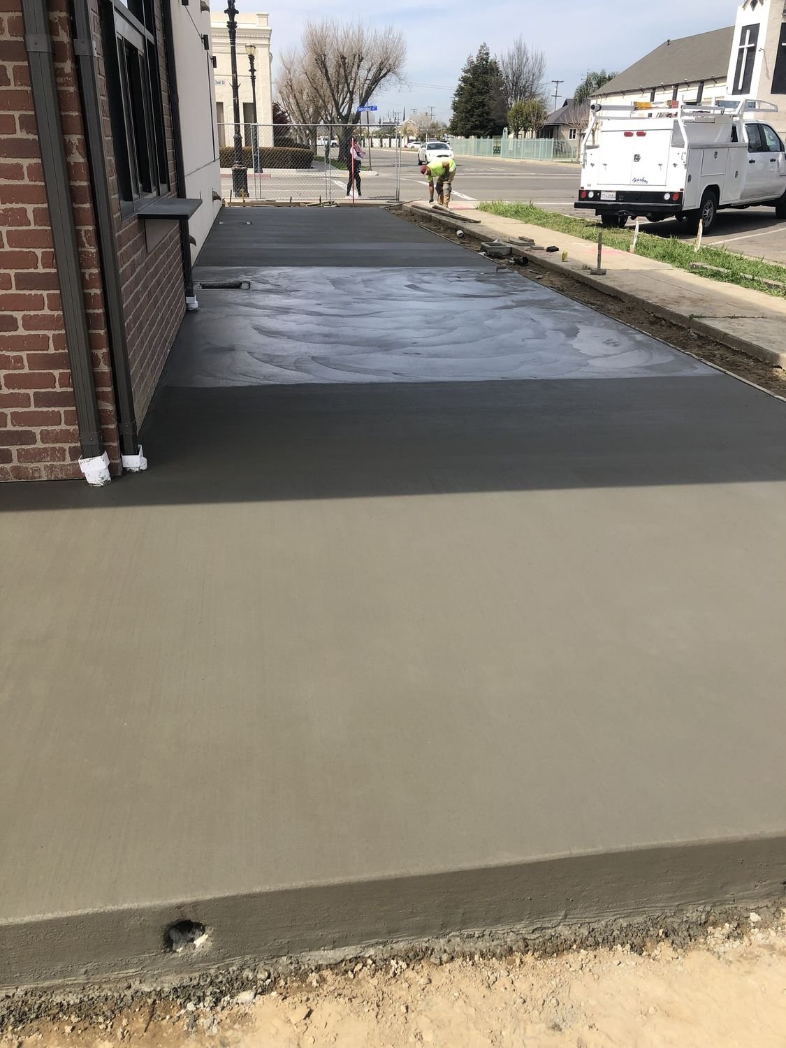 Finished concrete apron and approach