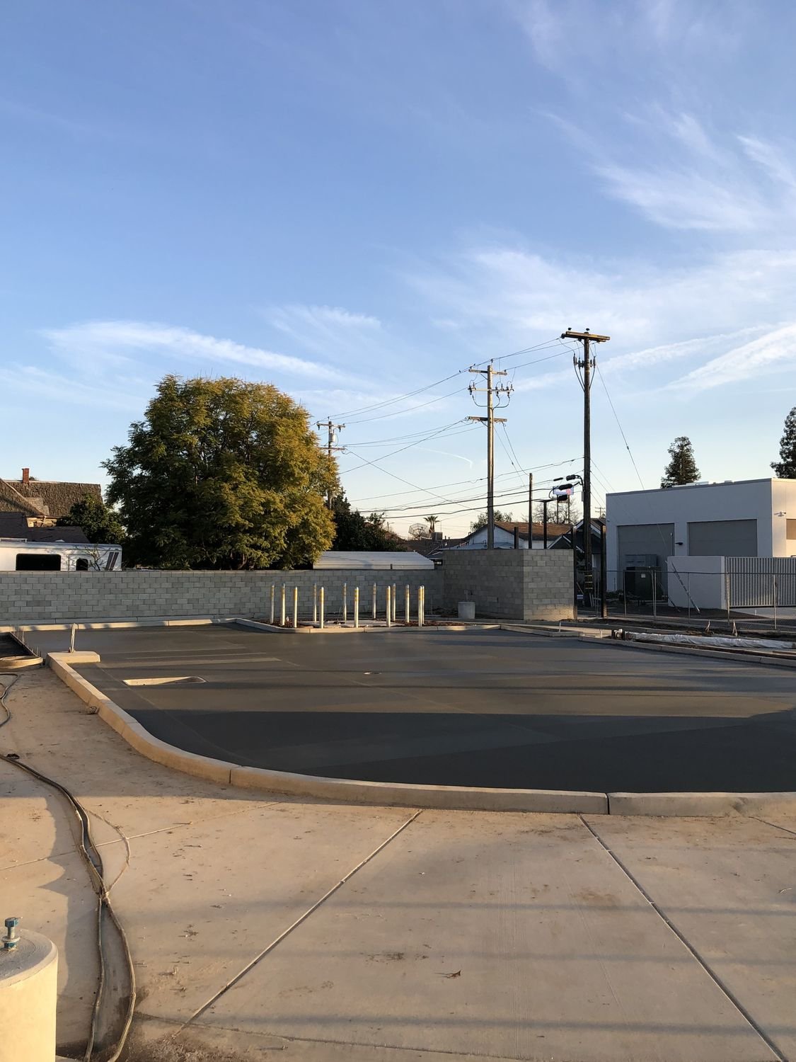 Newly paved and striped parking lot