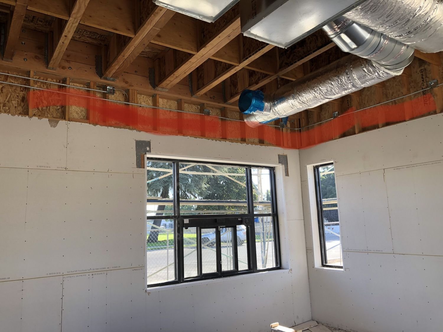 Interior framing and HVAC rough-in