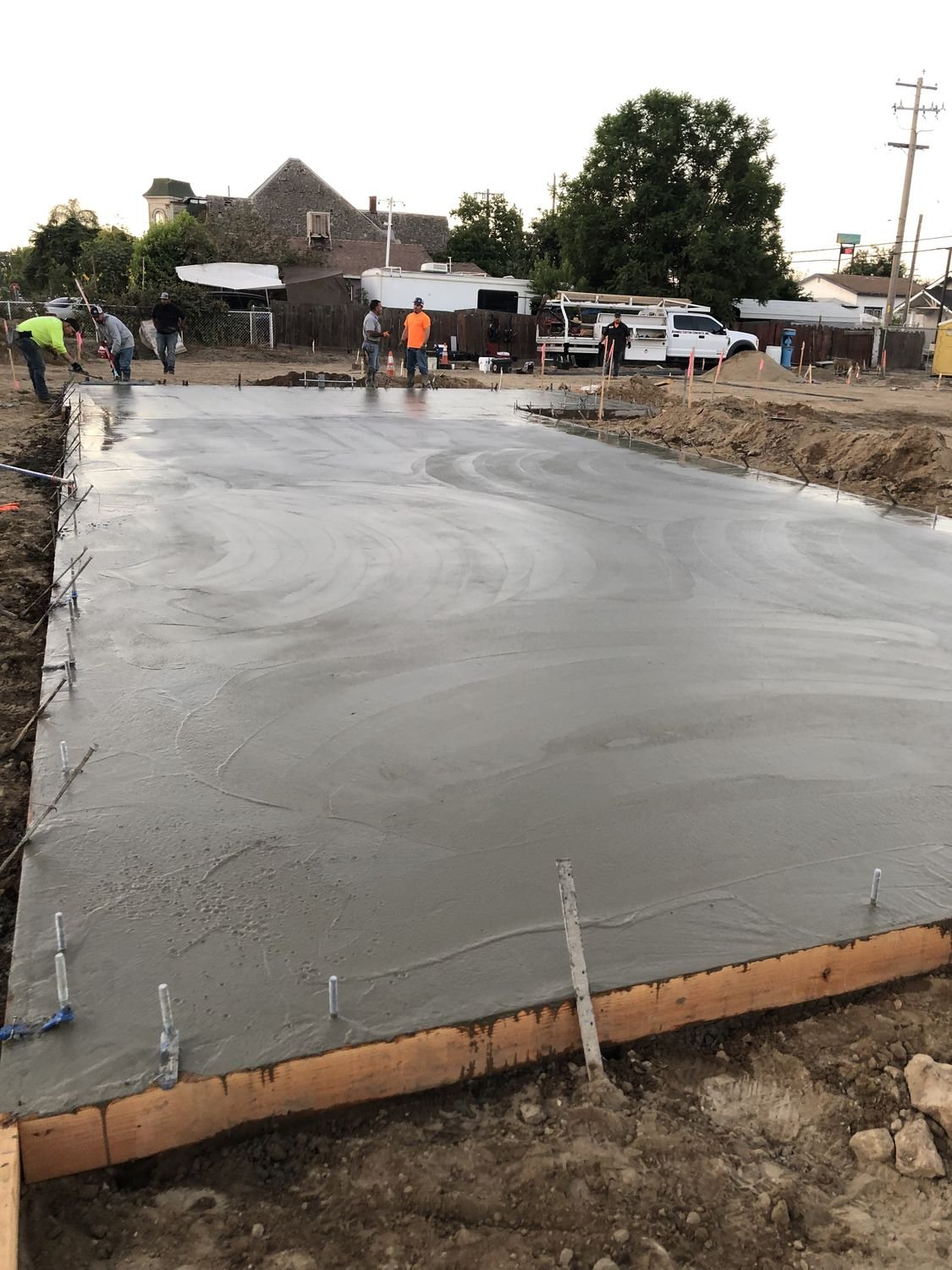 Freshly poured and finished slab