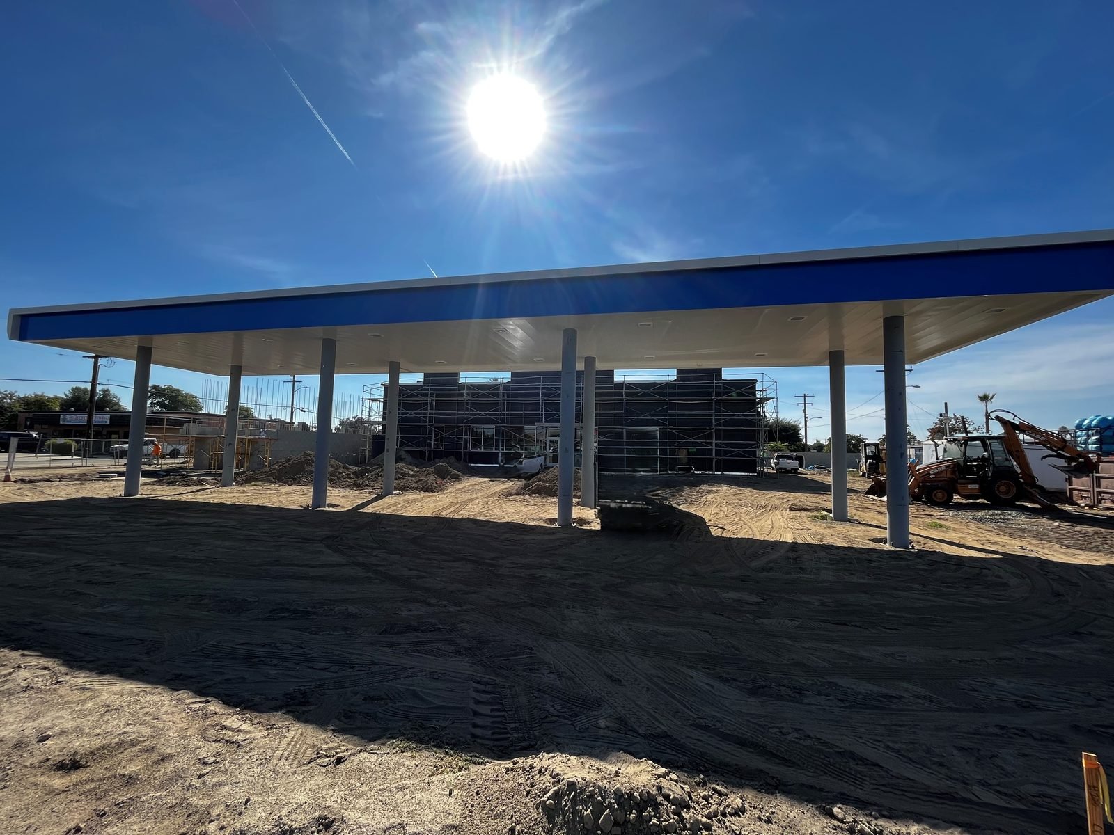 Canopy steel erected over the fuel islands