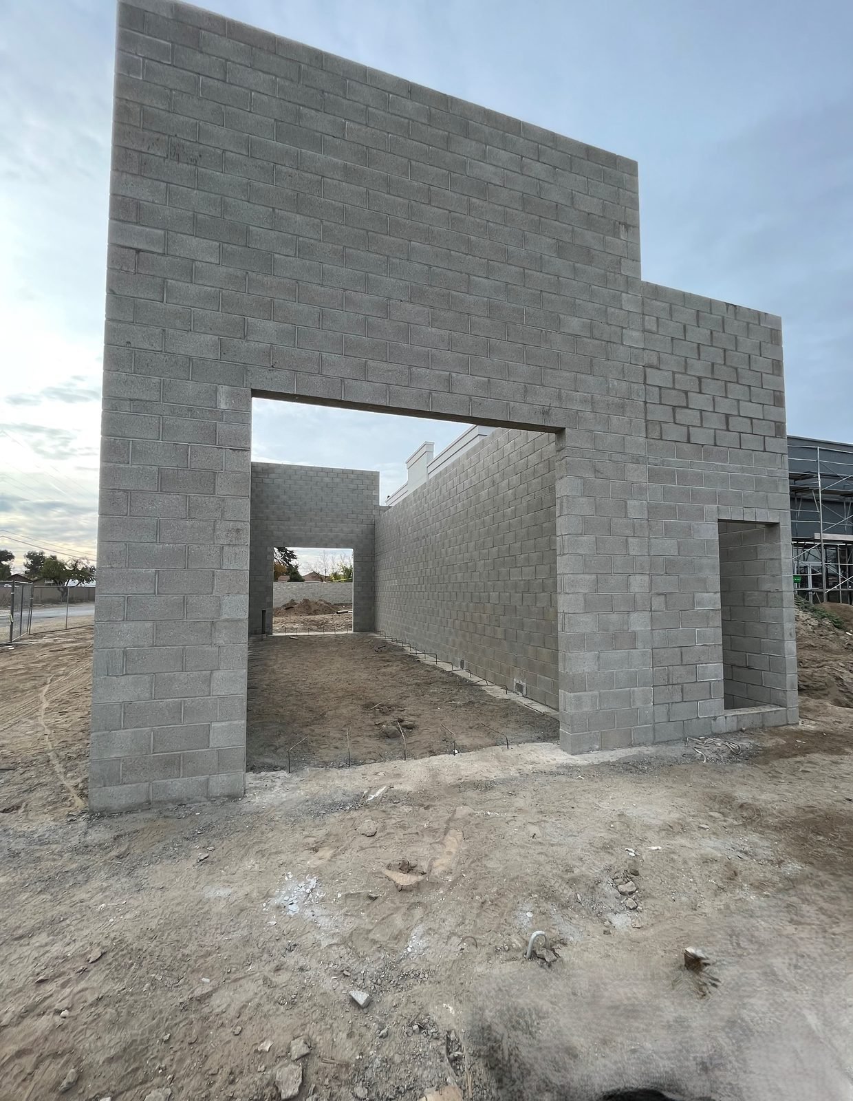 Block shell going up for a car wash tunnel