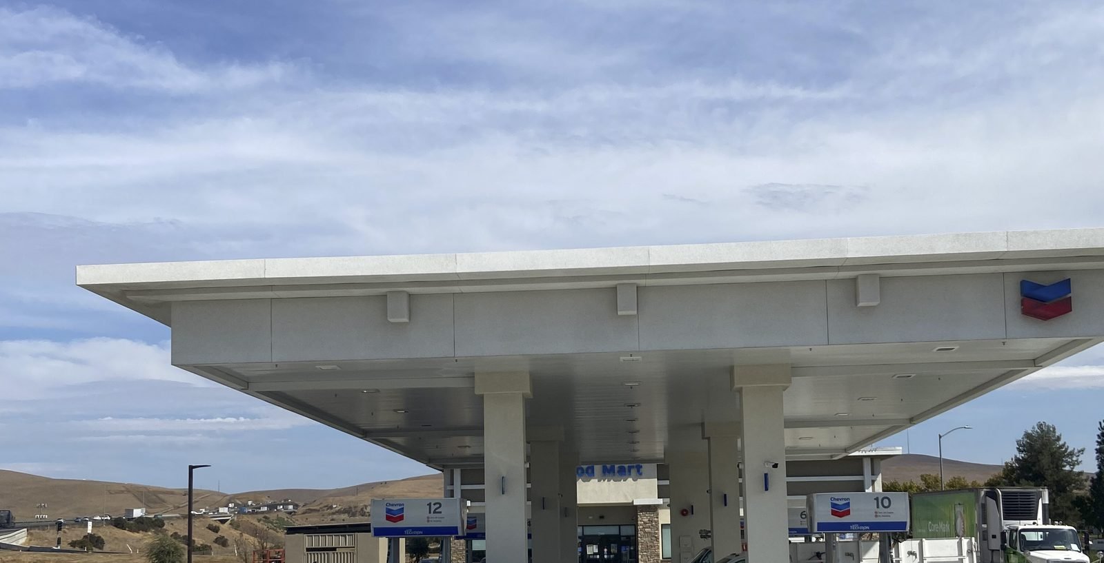 Completed Chevron station, canopy and forecourt