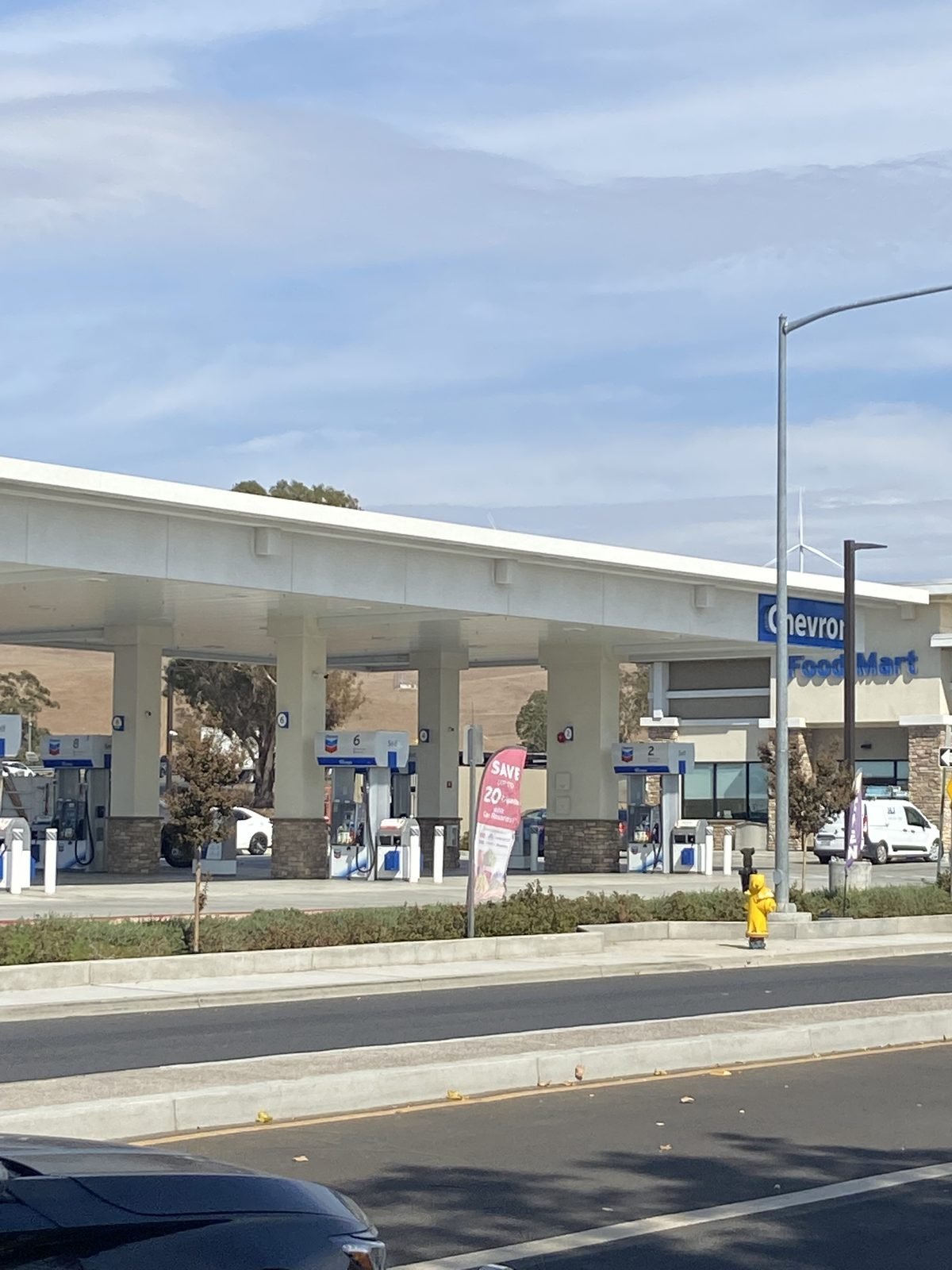 Finished Chevron station and canopy seen from the street