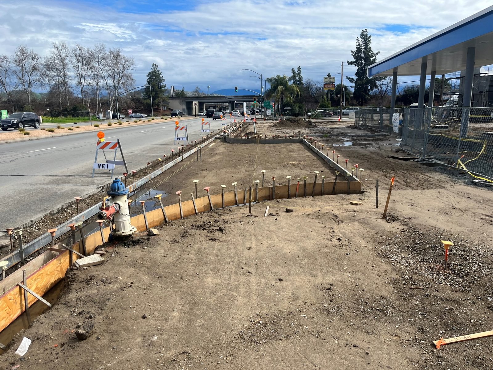 Curb and gutter formed along the site frontage