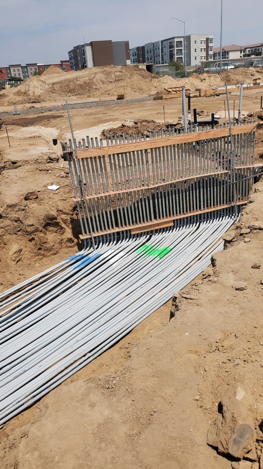 Reinforcement tied and spaced for the fuel island slab