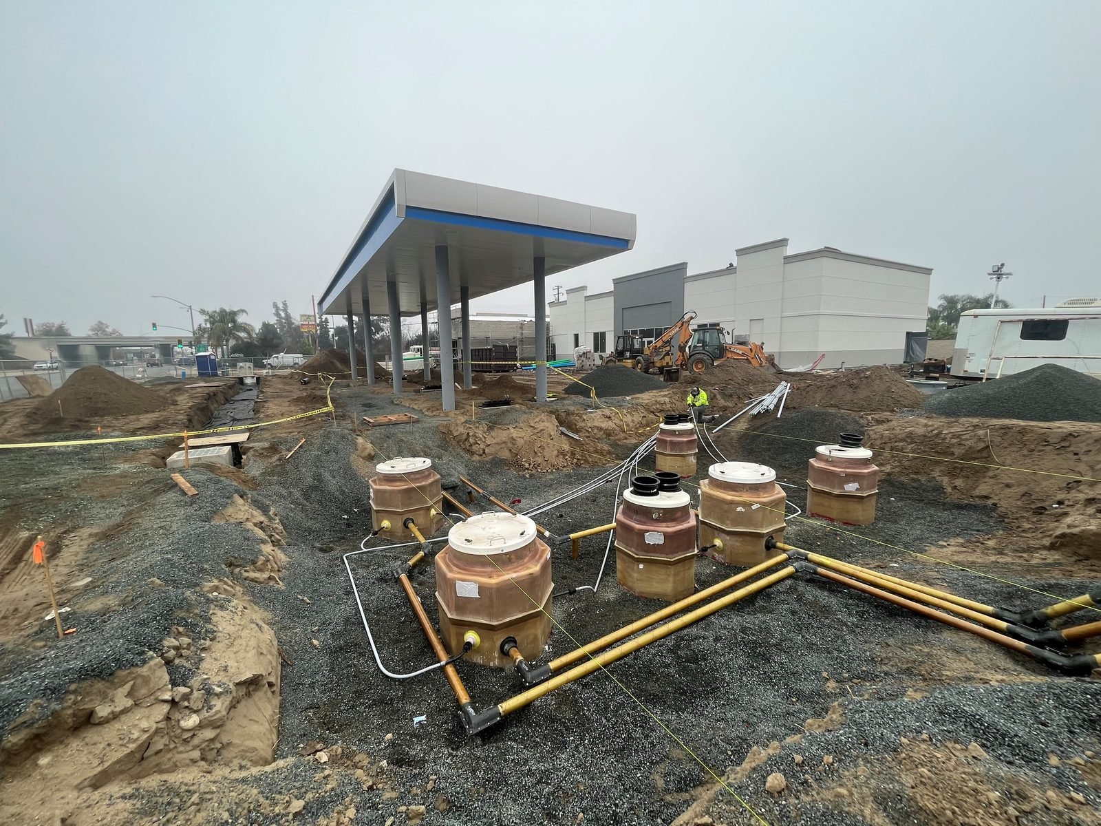 Underground product lines and sumps installed